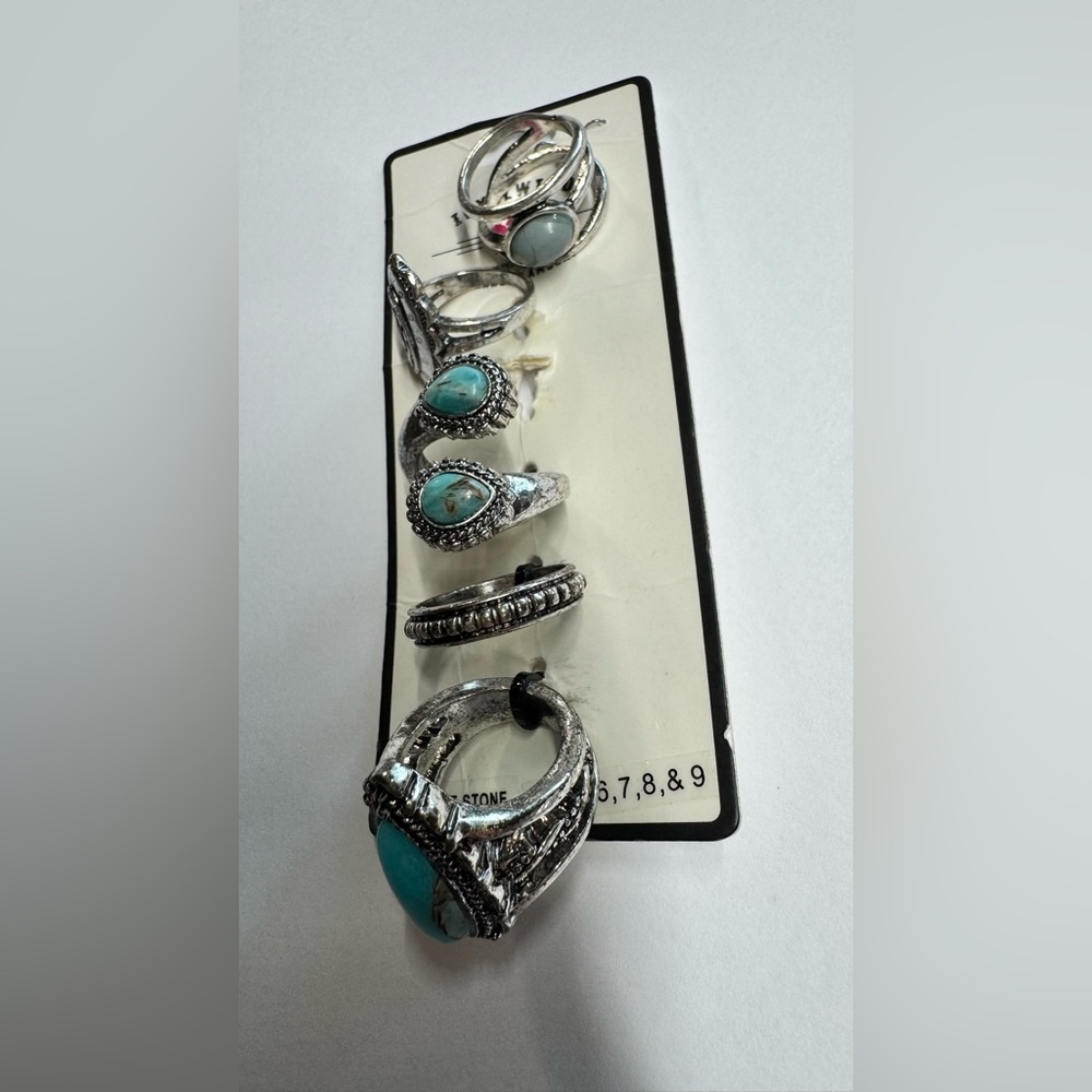 Idyllwind Silver and Blue Stone Ring Set